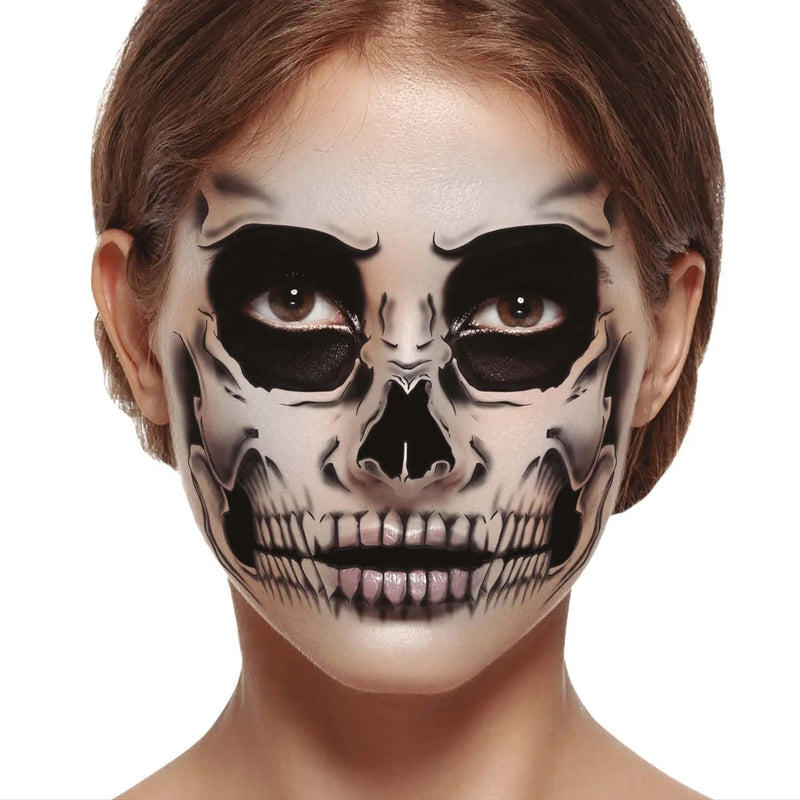 Halloween Gesicht-Tattoo "Skelett" | 30 x 14 cm