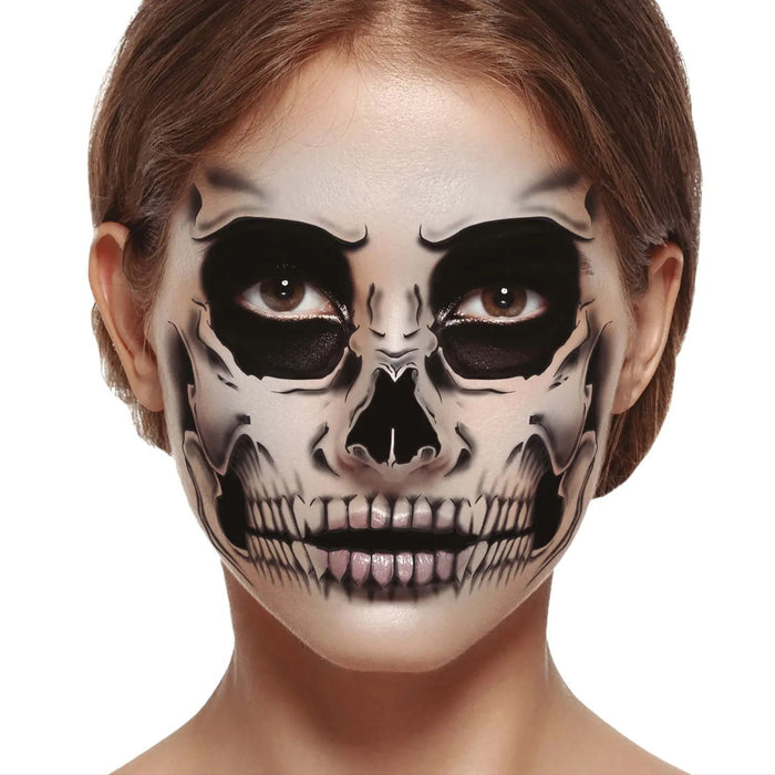 Halloween Gesicht-Tattoo "Skelett" | 30 x 14 cm