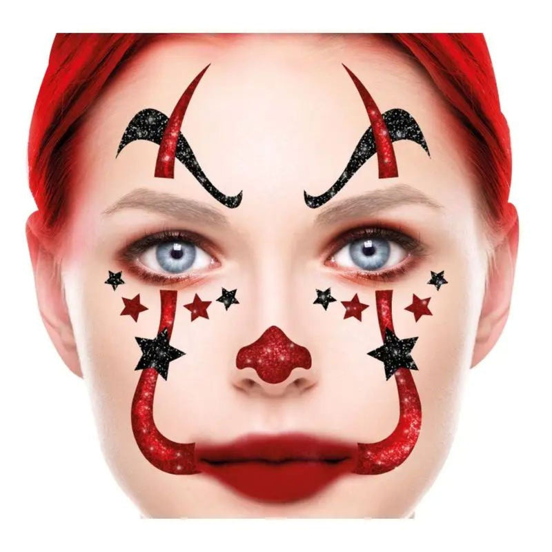 Face Art Glitzer Tattoo Sticker 20x20cm "Clown"