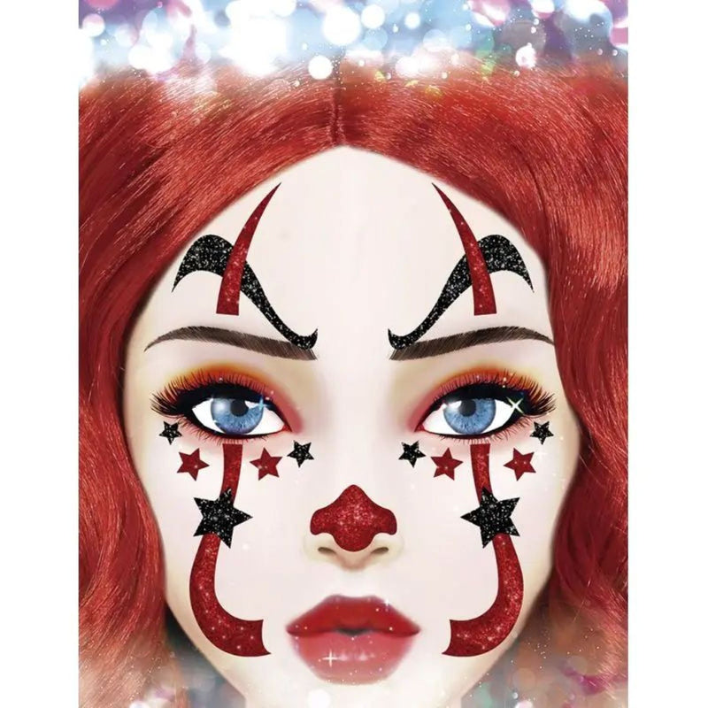 Face Art Glitzer Tattoo Sticker 20x20cm "Clown"