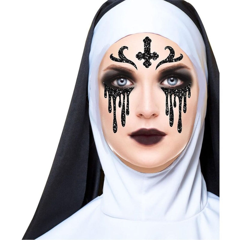 Face Art Glitzer Tattoo Sticker 20x20cm "Nonne"