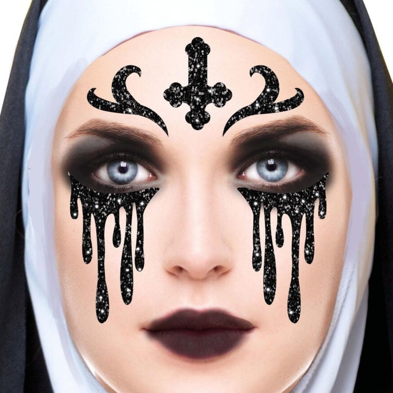 Face Art Glitzer Tattoo Sticker 20x20cm "Nonne"