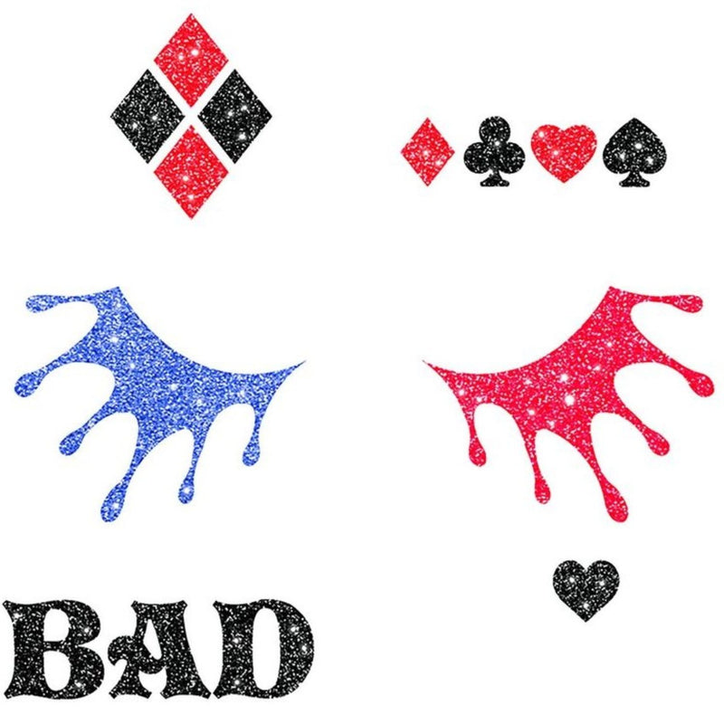 Face Art Glitzer Tattoo Sticker 20x20cm "Crazy Harlekin"