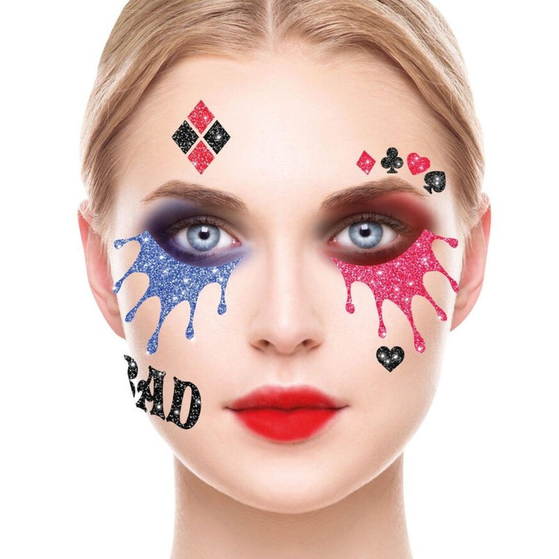 Face Art Glitzer Tattoo Sticker 20x20cm "Crazy Harlekin"