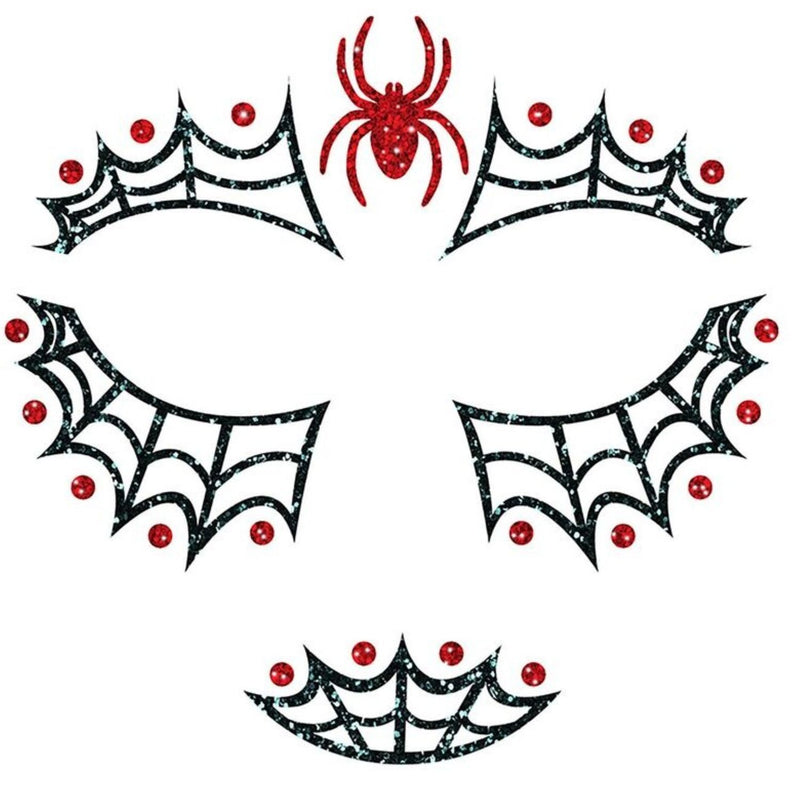 Face Art Glitzer Tattoo Sticker 20x20cm "Spinnennetz"