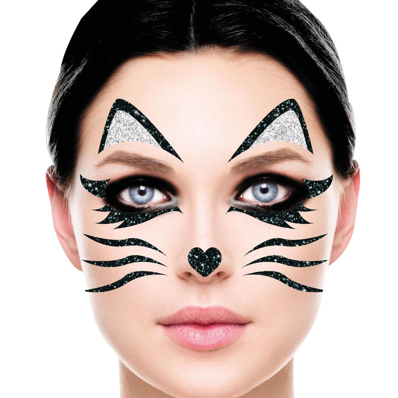 Face Art Glitzer Tattoo Sticker 20x20cm "Katze"