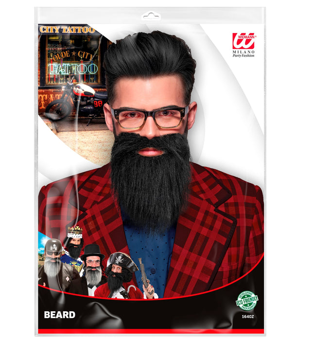 Bart mit Schnurrbart in 2 Farben sort. | Grau und Schwarz