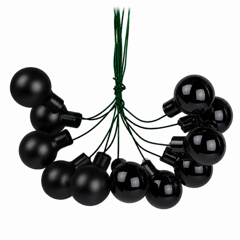 Weihnachtsdekoration Spiegelbeeren Weihnachtskugeln aus Glas  2 cm Silber / Schwarz | 12 Stück