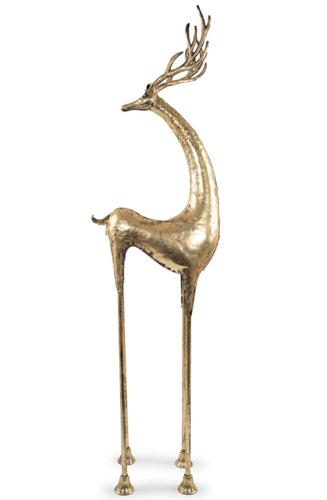 Riffelmacher Dekohirsch Metall gold | 91 cm hoch | 1 Stück | Weihnachtsdeko Aufsteller | festlich elegant modern | Indoor Dekofigur Winter | 16472