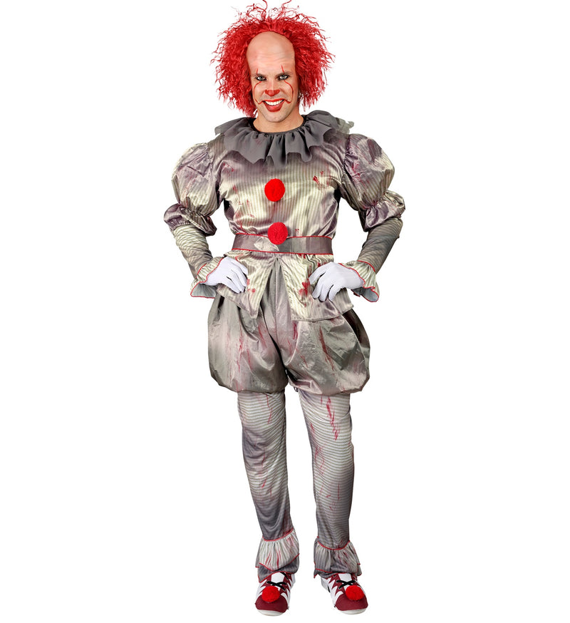 Kostüm "Killer Clown" für Herren | Grau mit Blutspritzern