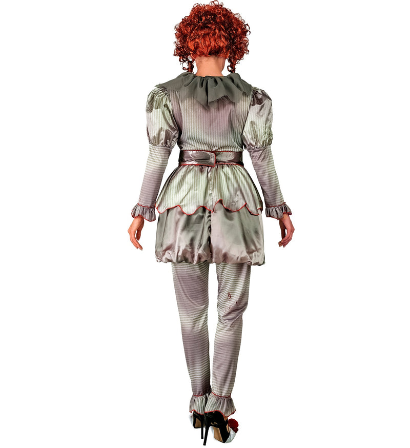 Kostüm "Killer Clown" für Damen | Grau mit Blutspritzern