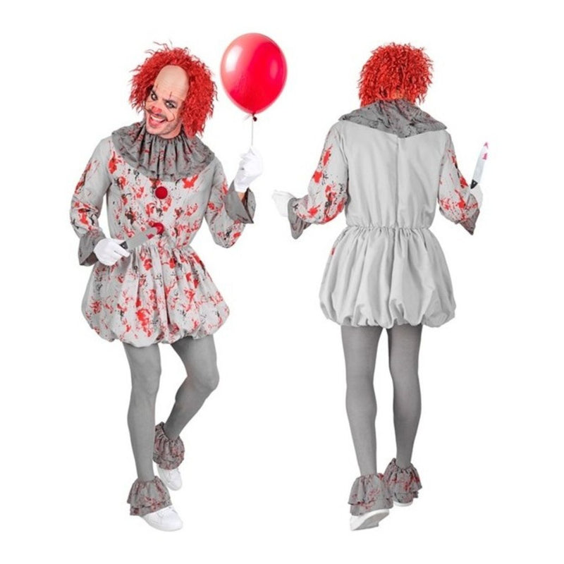 Kostüm "Vintage Horror Clown" für Erwachsene | Grau mit Blutspritzern