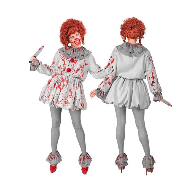 Kostüm "Vintage Horror Clown" für Erwachsene | Grau mit Blutspritzern