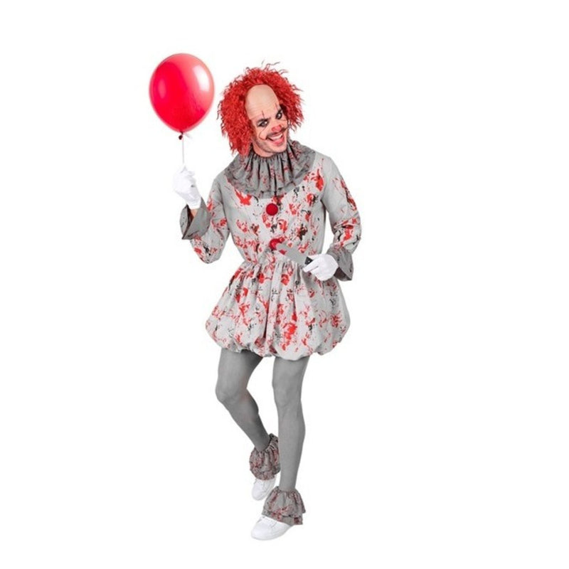 Kostüm "Vintage Horror Clown" für Erwachsene | Grau mit Blutspritzern