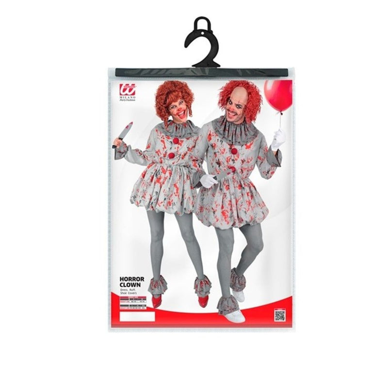 Kostüm "Vintage Horror Clown" für Erwachsene | Grau mit Blutspritzern