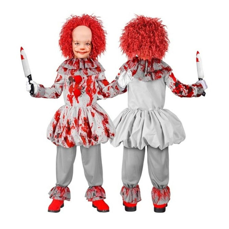 Kostüm "Vintage Horror Clown" für Kinder | Grau mit Blutspritzern