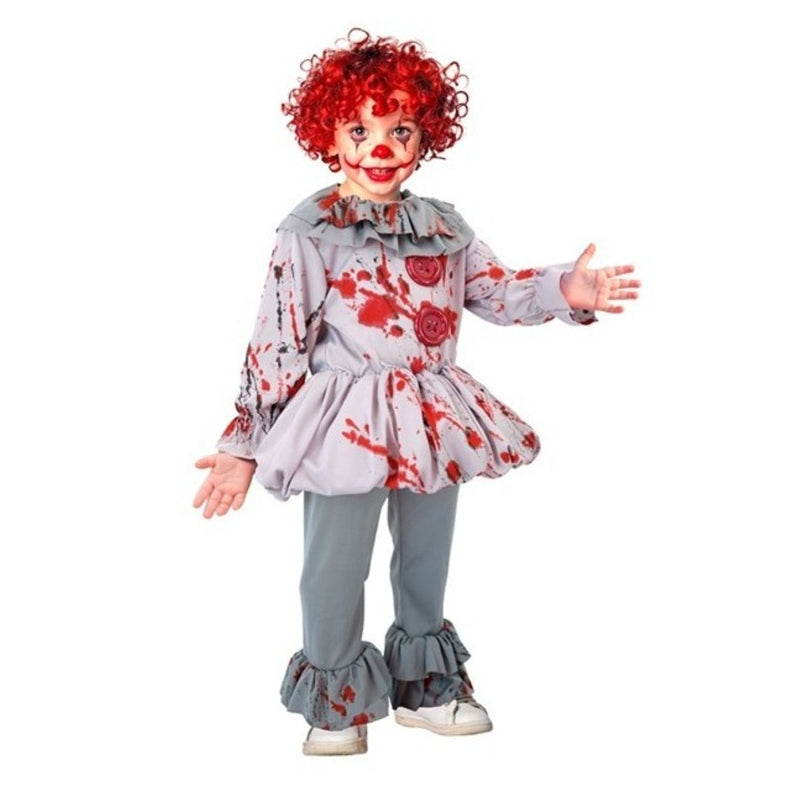 Kostüm "Vintage Horror Clown" für Kinder | Grau mit Blutspritzern