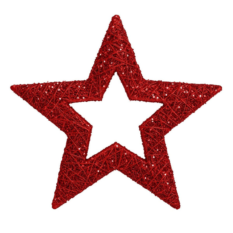 Riffelmacher Deko Glitter-Stern 15 cm 17360 | Rot - Baumschmuck Weihnachten