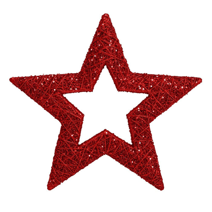 Riffelmacher Deko Glitter-Stern 15 cm 17360 | Rot - Baumschmuck Weihnachten