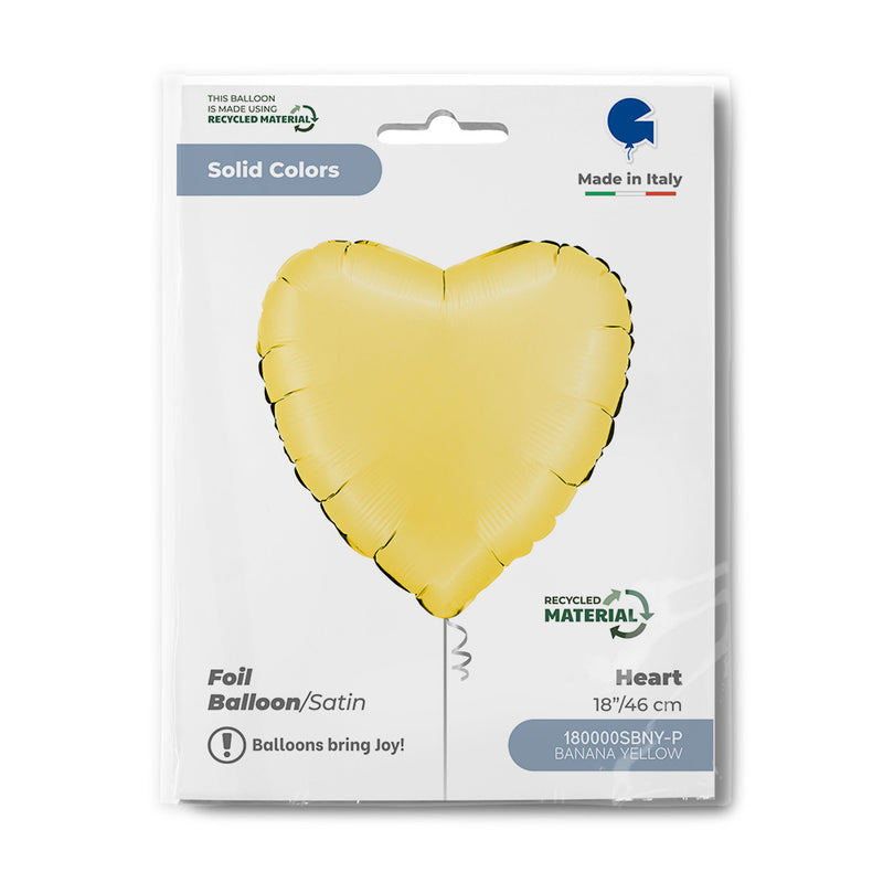 18"/Ø46cm Herz Folienballon  Uni | Satin Banana Yellow