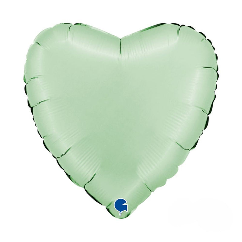 18"/Ø46cm Herz Folienballon Uni | Satin Glazed Mint