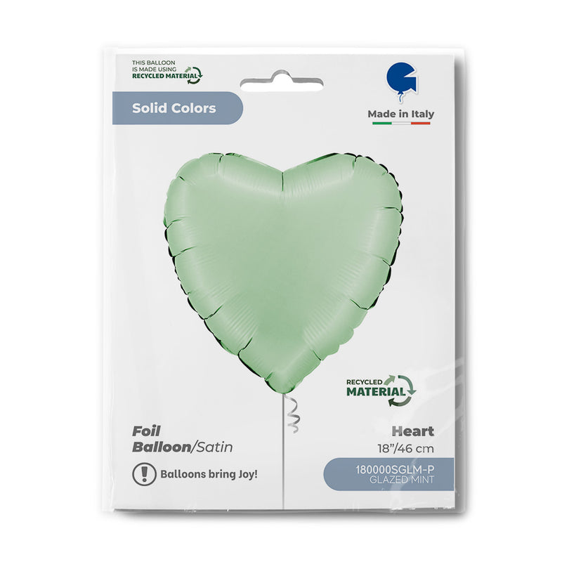 18"/Ø46cm Herz Folienballon Uni | Satin Glazed Mint