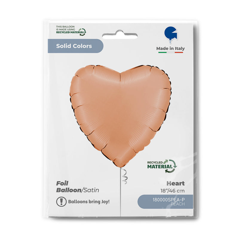 18"/Ø46cm Herz Folienballon  Uni | Satin Peach