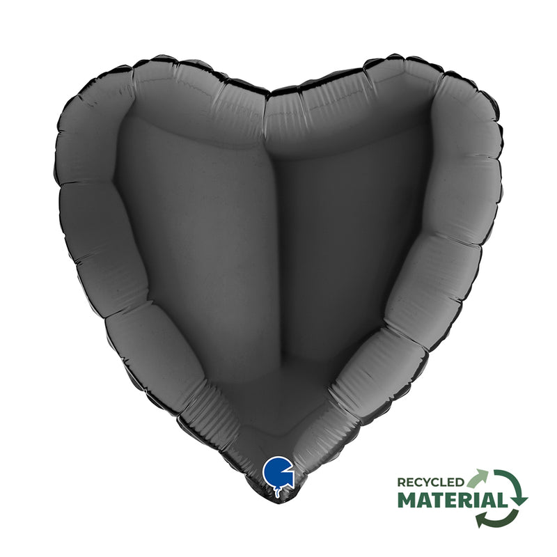 18"/Ø46cm Herz Folienballon  Uni | Schwarz