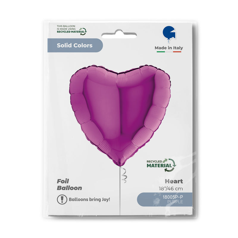 18"/Ø46cm Herz Folienballon  Uni | Lila