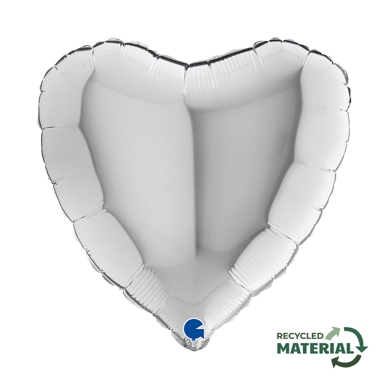 18"/Ø46cm Herz Folienballon  Uni | Silber