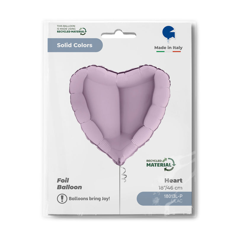 18"/Ø46cm Herz Folienballon  Uni | Lavendel