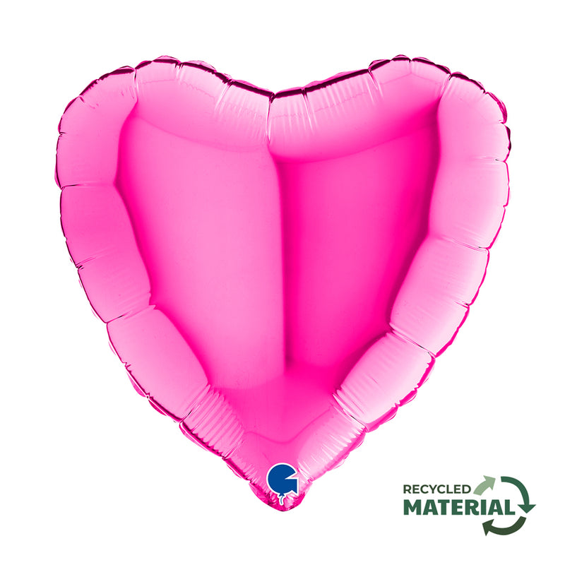 18"/Ø46cm Herz Folienballon  Uni | Magenta / Pink