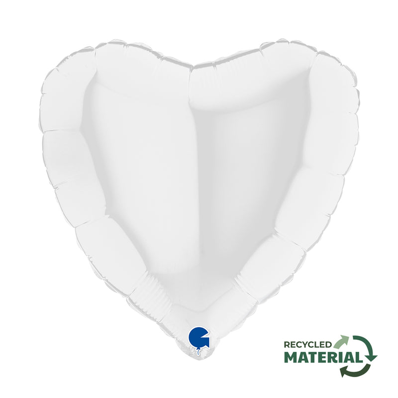 18"/Ø46cm Herz Folienballon  Uni | Weiß
