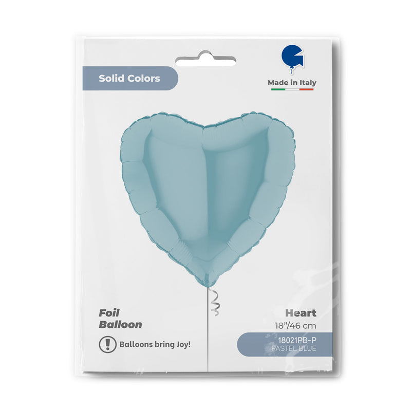 18"/Ø46cm Herz Folienballon  Uni | Hellblau Pastell