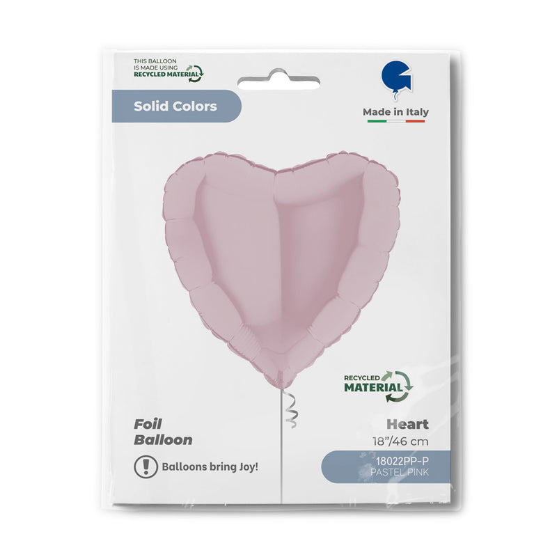 18"/Ø46cm Herz Folienballon  Uni | Rosa Pastell
