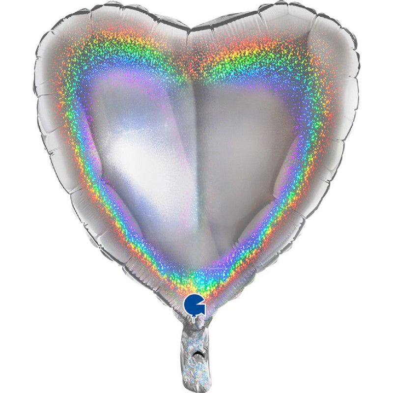 18"/Ø46cm Herz Folienballon  Uni | Holo Silber