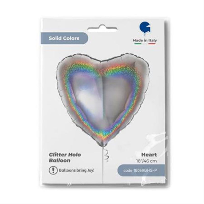 18"/Ø46cm Herz Folienballon  Uni | Holo Silber