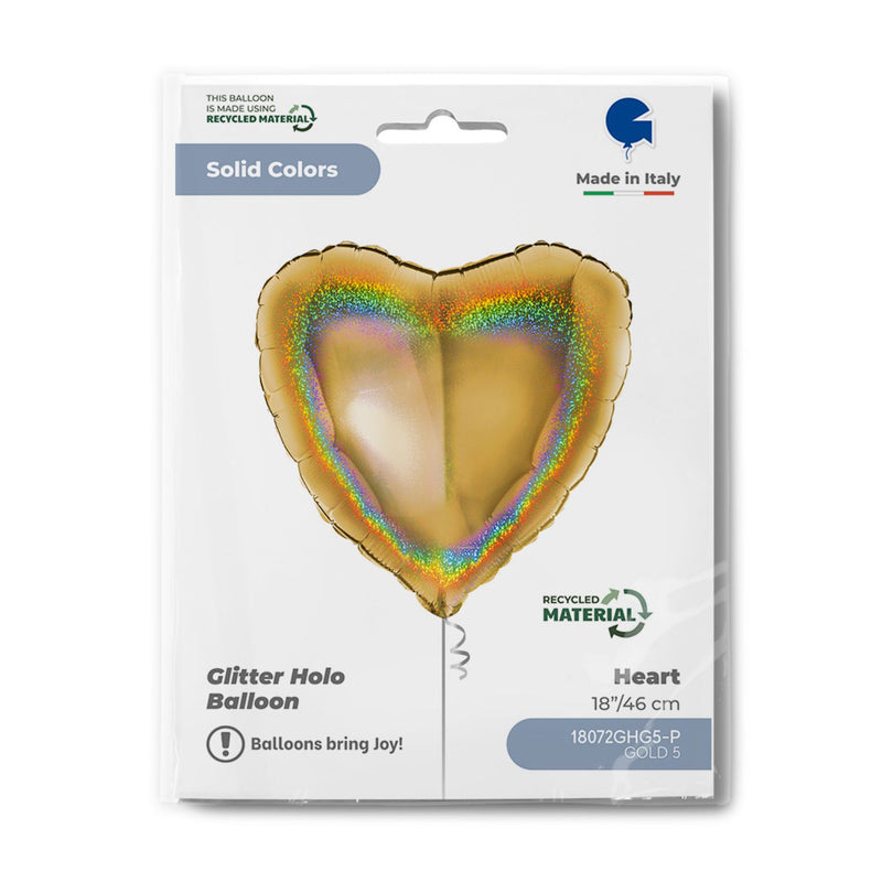 18"/Ø46cm Herz Folienballon  Uni Holo | Gold5