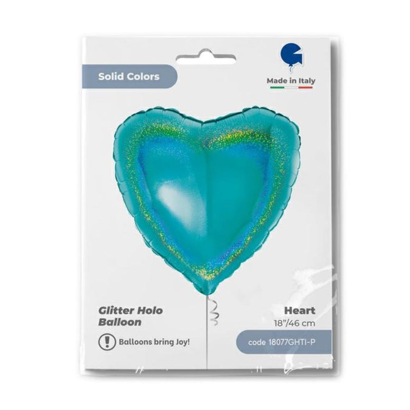 18"/Ø46cm Herz Folienballon  Uni | Holo Tiffany