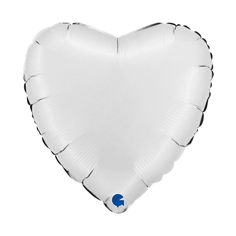 18"/Ø46cm Herz Folienballon  Uni | Weiß Satin