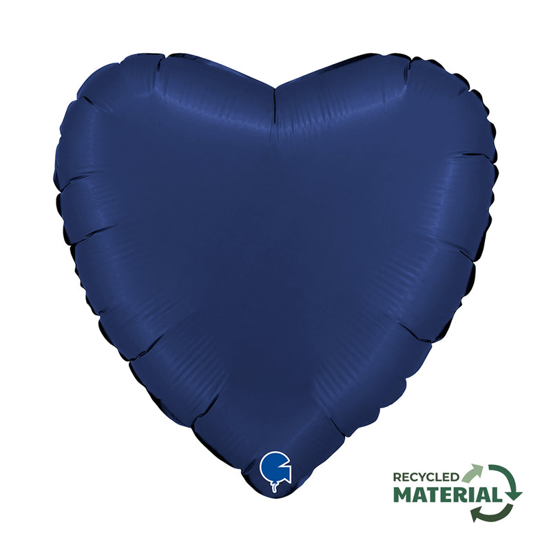 18"/Ø46cm Herz Folienballon  Uni | Satin Blue Navy
