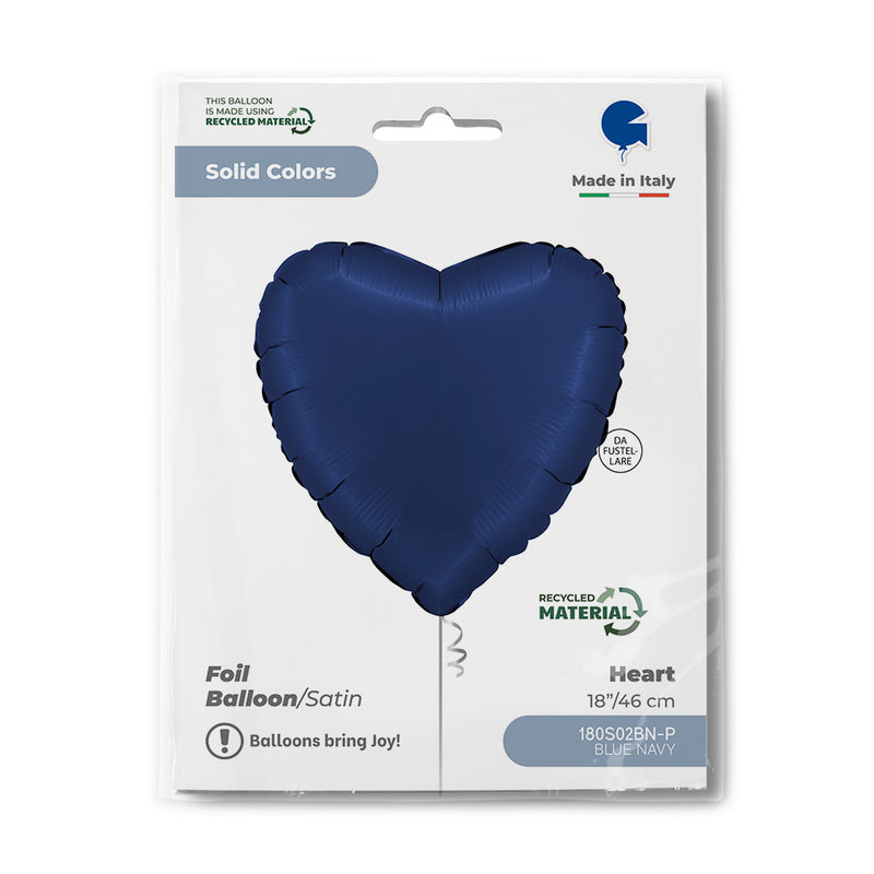 18"/Ø46cm Herz Folienballon  Uni | Satin Blue Navy