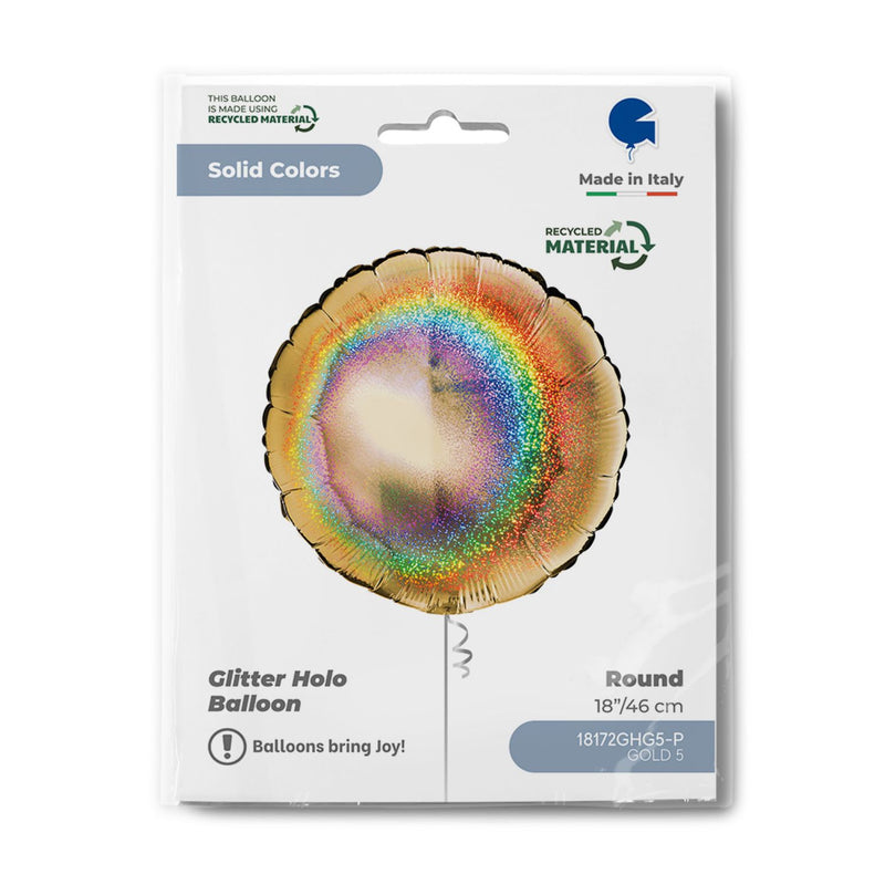 18"/Ø46cm Runder Folienballon Uni Holo | Gold5