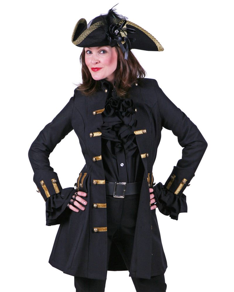 Piratin Jacke "Jane Alday" Kostüm für Damen | Schwarz Gold