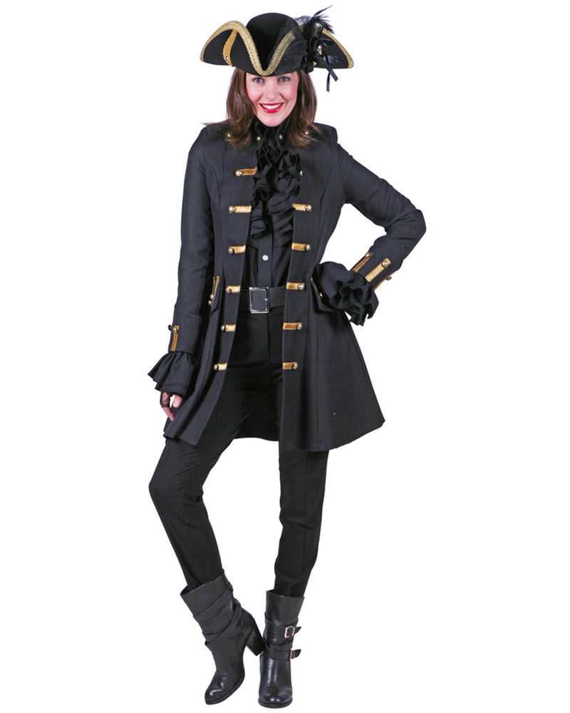 Piratin Jacke "Jane Alday" Kostüm für Damen | Schwarz Gold