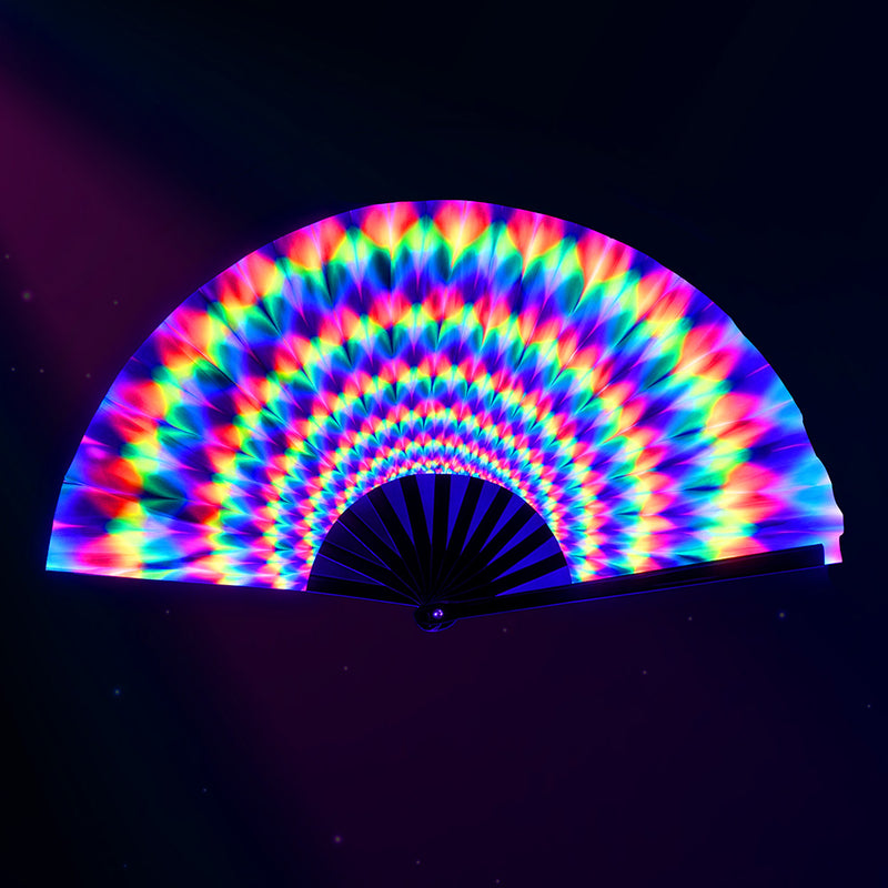 XL Handfächer "Rave Rush" 64cm |  UV Regenbogen