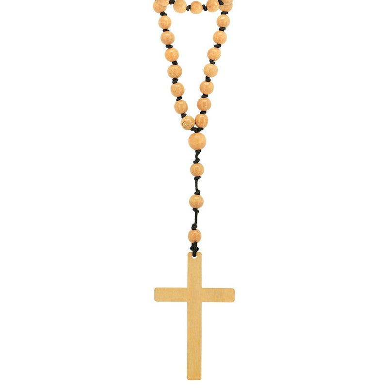 Rosenkranz Halskette mit Kreuz | Braun - Mönch Kostüm