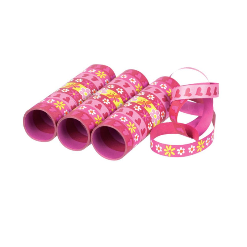 Luftschlangen "Blumen Pink" | 4m / 3 Rollen