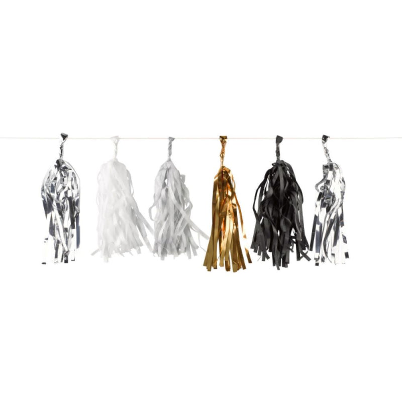 Fransen Girlande "Golden Wishes" 400 cm | Silber Schwarz