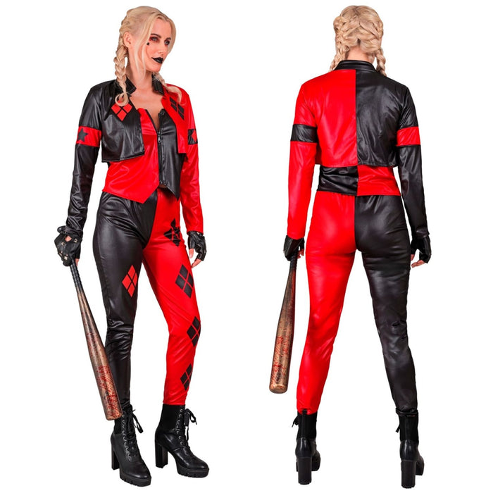 Kostüm "Böser Harlekin" für Damen | Jacke, Weste und Hose - Schwarz/Rot